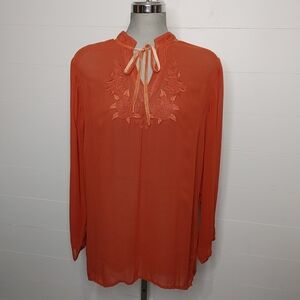 Sheer embroidered boho top size S